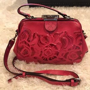 Patricia Nash Graco Tooled leather framed satchel